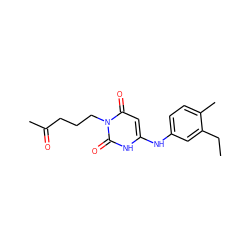 CCc1cc(Nc2cc(=O)n(CCCC(C)=O)c(=O)[nH]2)ccc1C ZINC000013674966