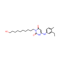 CCc1cc(Nc2cc(=O)n(CCCCCCCCCCO)c(=O)[nH]2)ccc1C ZINC000013674929