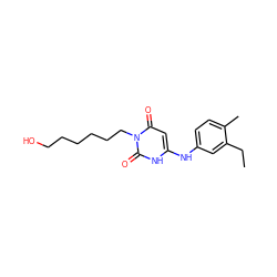 CCc1cc(Nc2cc(=O)n(CCCCCCO)c(=O)[nH]2)ccc1C ZINC000013674924