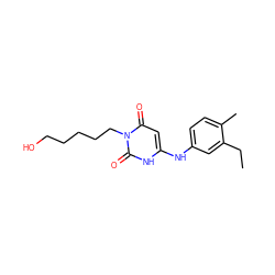 CCc1cc(Nc2cc(=O)n(CCCCCO)c(=O)[nH]2)ccc1C ZINC000013674918