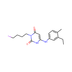 CCc1cc(Nc2cc(=O)n(CCCCI)c(=O)[nH]2)ccc1C ZINC000013522406