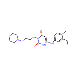 CCc1cc(Nc2cc(=O)n(CCCCN3CCCCC3)c(=O)[nH]2)ccc1C ZINC000013522415