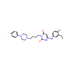 CCc1cc(Nc2cc(=O)n(CCCCN3CCN(c4ccc(F)cc4)CC3)c(=O)[nH]2)ccc1C ZINC000013522449