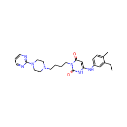 CCc1cc(Nc2cc(=O)n(CCCCN3CCN(c4ncccn4)CC3)c(=O)[nH]2)ccc1C ZINC000013522458