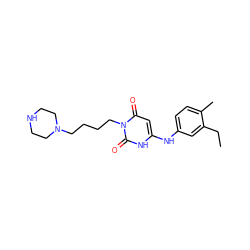 CCc1cc(Nc2cc(=O)n(CCCCN3CCNCC3)c(=O)[nH]2)ccc1C ZINC000022930249