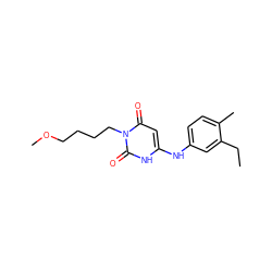 CCc1cc(Nc2cc(=O)n(CCCCOC)c(=O)[nH]2)ccc1C ZINC000013522325