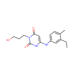 CCc1cc(Nc2cc(=O)n(CCCO)c(=O)[nH]2)ccc1C ZINC000003630004