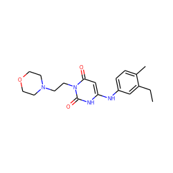 CCc1cc(Nc2cc(=O)n(CCN3CCOCC3)c(=O)[nH]2)ccc1C ZINC000013674974