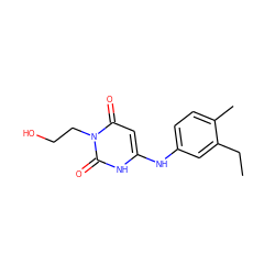 CCc1cc(Nc2cc(=O)n(CCO)c(=O)[nH]2)ccc1C ZINC000013674916