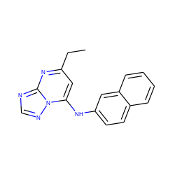 CCc1cc(Nc2ccc3ccccc3c2)n2ncnc2n1 ZINC000040939326