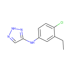 CCc1cc(Nc2cn[nH]n2)ccc1Cl ZINC000213578555