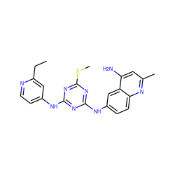 CCc1cc(Nc2nc(Nc3ccc4nc(C)cc(N)c4c3)nc(SC)n2)ccn1 ZINC000098084093