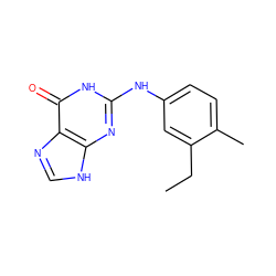 CCc1cc(Nc2nc3[nH]cnc3c(=O)[nH]2)ccc1C ZINC000013726297