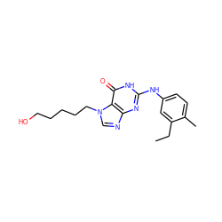 CCc1cc(Nc2nc3ncn(CCCCCO)c3c(=O)[nH]2)ccc1C ZINC000028354692