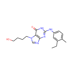 CCc1cc(Nc2nc3ncn(CCCCO)c3c(=O)[nH]2)ccc1C ZINC000028336756