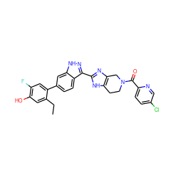 CCc1cc(O)c(F)cc1-c1ccc2c(-c3nc4c([nH]3)CCN(C(=O)c3ccc(Cl)cn3)C4)n[nH]c2c1 ZINC000146058460