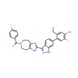 CCc1cc(O)c(F)cc1-c1ccc2c(-c3nc4c([nH]3)CCN(C(=O)c3ccc(F)cc3)CC4)n[nH]c2c1 ZINC000146038421