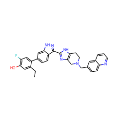 CCc1cc(O)c(F)cc1-c1ccc2c(-c3nc4c([nH]3)CCN(Cc3ccc5ncccc5c3)C4)n[nH]c2c1 ZINC000146089409