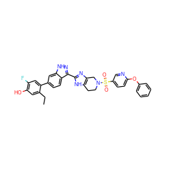 CCc1cc(O)c(F)cc1-c1ccc2c(-c3nc4c([nH]3)CCN(S(=O)(=O)c3ccc(Oc5ccccc5)nc3)C4)n[nH]c2c1 ZINC000146028631