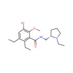 CCc1cc(O)c(OC)c(C(=O)NC[C@@H]2CCCN2CC)c1CC ZINC000064390620