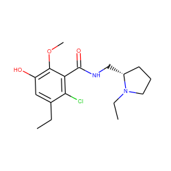 CCc1cc(O)c(OC)c(C(=O)NC[C@@H]2CCCN2CC)c1Cl ZINC000064454289