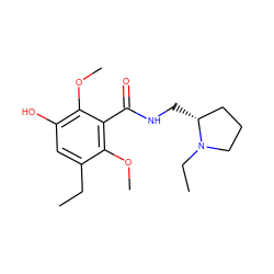 CCc1cc(O)c(OC)c(C(=O)NC[C@@H]2CCCN2CC)c1OC ZINC000064448786