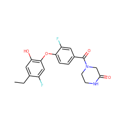 CCc1cc(O)c(Oc2ccc(C(=O)N3CCNC(=O)C3)cc2F)cc1F ZINC000095573281