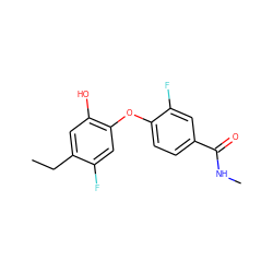 CCc1cc(O)c(Oc2ccc(C(=O)NC)cc2F)cc1F ZINC000095576384