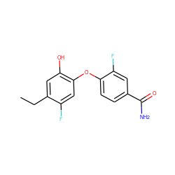 CCc1cc(O)c(Oc2ccc(C(N)=O)cc2F)cc1F ZINC000043207055