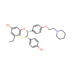 CCc1cc(O)cc2c1S[C@@H](c1ccc(O)cc1)[C@@H](c1ccc(OCCN3CCCCC3)cc1)O2 ZINC000026656657