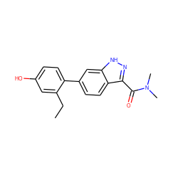 CCc1cc(O)ccc1-c1ccc2c(C(=O)N(C)C)n[nH]c2c1 ZINC001772632953