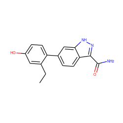 CCc1cc(O)ccc1-c1ccc2c(C(N)=O)n[nH]c2c1 ZINC000584905407