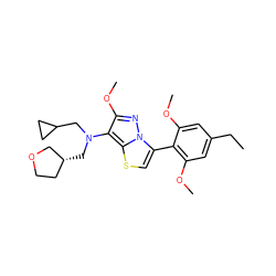 CCc1cc(OC)c(-c2csc3c(N(CC4CC4)C[C@@H]4CCOC4)c(OC)nn23)c(OC)c1 ZINC000096172546