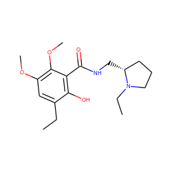 CCc1cc(OC)c(OC)c(C(=O)NC[C@@H]2CCCN2CC)c1O ZINC000034343070