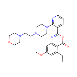 CCc1cc(OC)cc2nc(-c3cccnc3N3CCN(CCN4CCOCC4)CC3)oc(=O)c12 ZINC000043069852