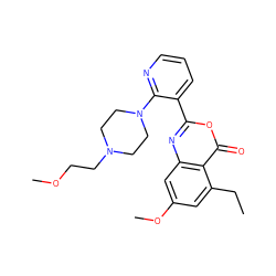 CCc1cc(OC)cc2nc(-c3cccnc3N3CCN(CCOC)CC3)oc(=O)c12 ZINC000043023540