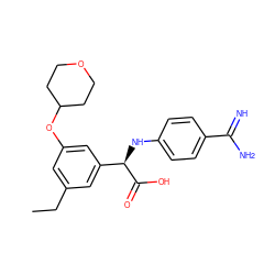 CCc1cc(OC2CCOCC2)cc([C@@H](Nc2ccc(C(=N)N)cc2)C(=O)O)c1 ZINC000014953245