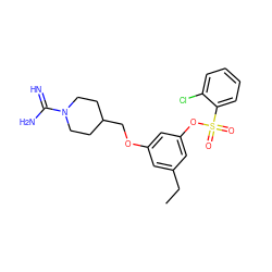 CCc1cc(OCC2CCN(C(=N)N)CC2)cc(OS(=O)(=O)c2ccccc2Cl)c1 ZINC000027977359