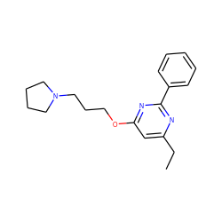 CCc1cc(OCCCN2CCCC2)nc(-c2ccccc2)n1 ZINC000299825051