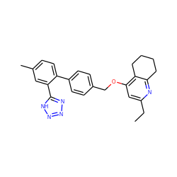 CCc1cc(OCc2ccc(-c3ccc(C)cc3-c3nnn[nH]3)cc2)c2c(n1)CCCC2 ZINC000026577660