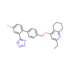 CCc1cc(OCc2ccc(-c3ccc(Cl)cc3-c3nnn[nH]3)cc2)c2c(n1)CCCC2 ZINC000026577452