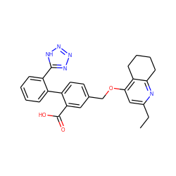 CCc1cc(OCc2ccc(-c3ccccc3-c3nnn[nH]3)c(C(=O)O)c2)c2c(n1)CCCC2 ZINC000026578081