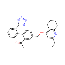 CCc1cc(OCc2ccc(-c3ccccc3-c3nnn[nH]3)c(C(C)=O)c2)c2c(n1)CCCC2 ZINC000026579110