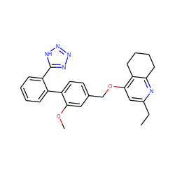 CCc1cc(OCc2ccc(-c3ccccc3-c3nnn[nH]3)c(OC)c2)c2c(n1)CCCC2 ZINC000026576247