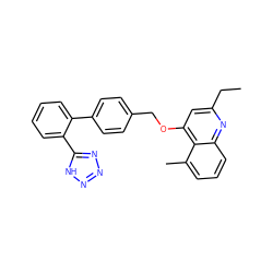 CCc1cc(OCc2ccc(-c3ccccc3-c3nnn[nH]3)cc2)c2c(C)cccc2n1 ZINC000013728657