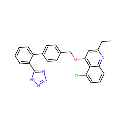 CCc1cc(OCc2ccc(-c3ccccc3-c3nnn[nH]3)cc2)c2c(Cl)cccc2n1 ZINC000013728660