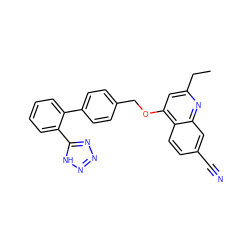 CCc1cc(OCc2ccc(-c3ccccc3-c3nnn[nH]3)cc2)c2ccc(C#N)cc2n1 ZINC000013728689