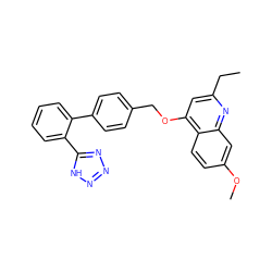 CCc1cc(OCc2ccc(-c3ccccc3-c3nnn[nH]3)cc2)c2ccc(OC)cc2n1 ZINC000013728692