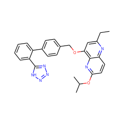 CCc1cc(OCc2ccc(-c3ccccc3-c3nnn[nH]3)cc2)c2nc(OC(C)C)ccc2n1 ZINC000000599210