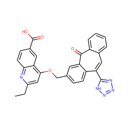 CCc1cc(OCc2ccc3c(-c4nnn[nH]4)cc4ccccc4c(=O)c3c2)c2cc(C(=O)O)ccc2n1 ZINC000013742166